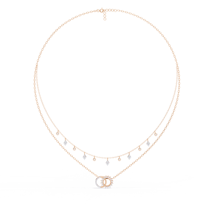 The Eternal Bond Interlocking Layered Necklace In Gold - 0.28 Ct Round Diamonds