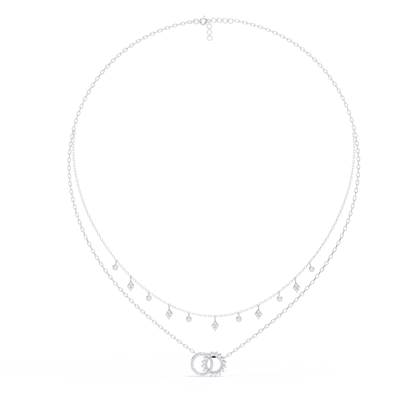 The Eternal Bond Interlocking Layered Necklace In Gold - 0.28 Ct Round Diamonds