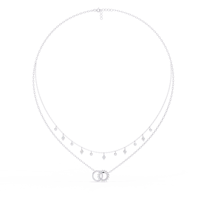 The Eternal Bond Interlocking Layered Necklace In Gold - 0.28 Ct Round Diamonds