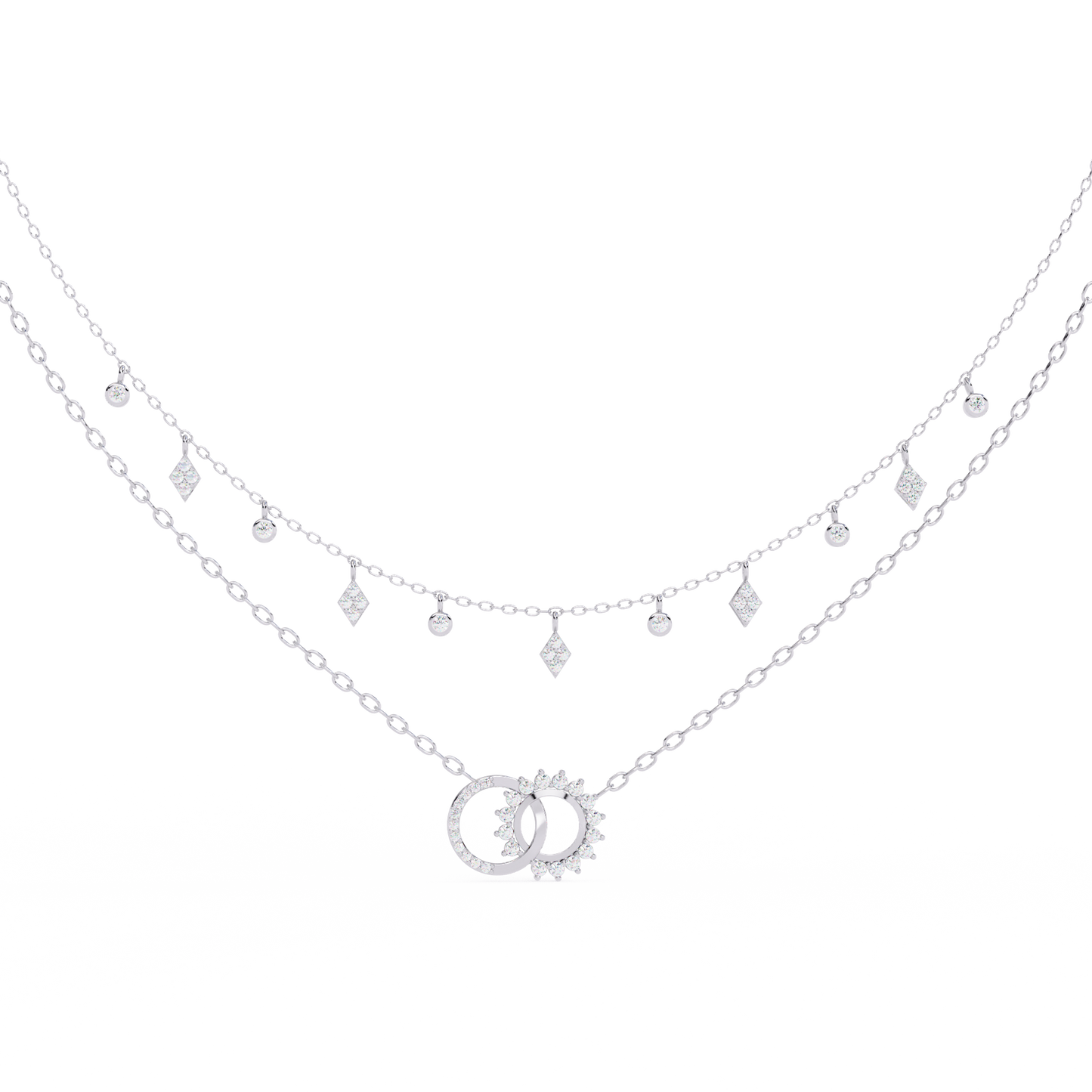 The Eternal Bond Interlocking Layered Necklace In Gold - 0.28 Ct Round Diamonds