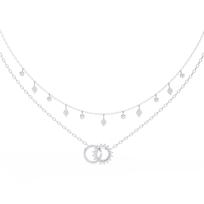 The Eternal Bond Interlocking Layered Necklace In Gold - 0.28 Ct Round Diamonds