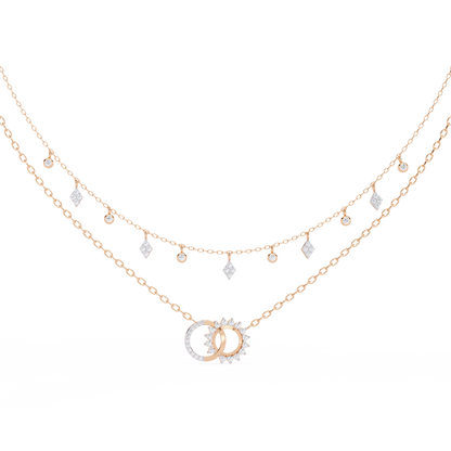 The Eternal Bond Interlocking Layered Necklace In Gold - 0.28 Ct Round Diamonds