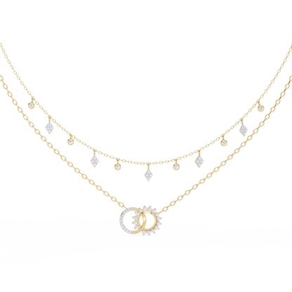 The Eternal Bond Interlocking Layered Necklace In Gold - 0.28 Ct Round Diamonds