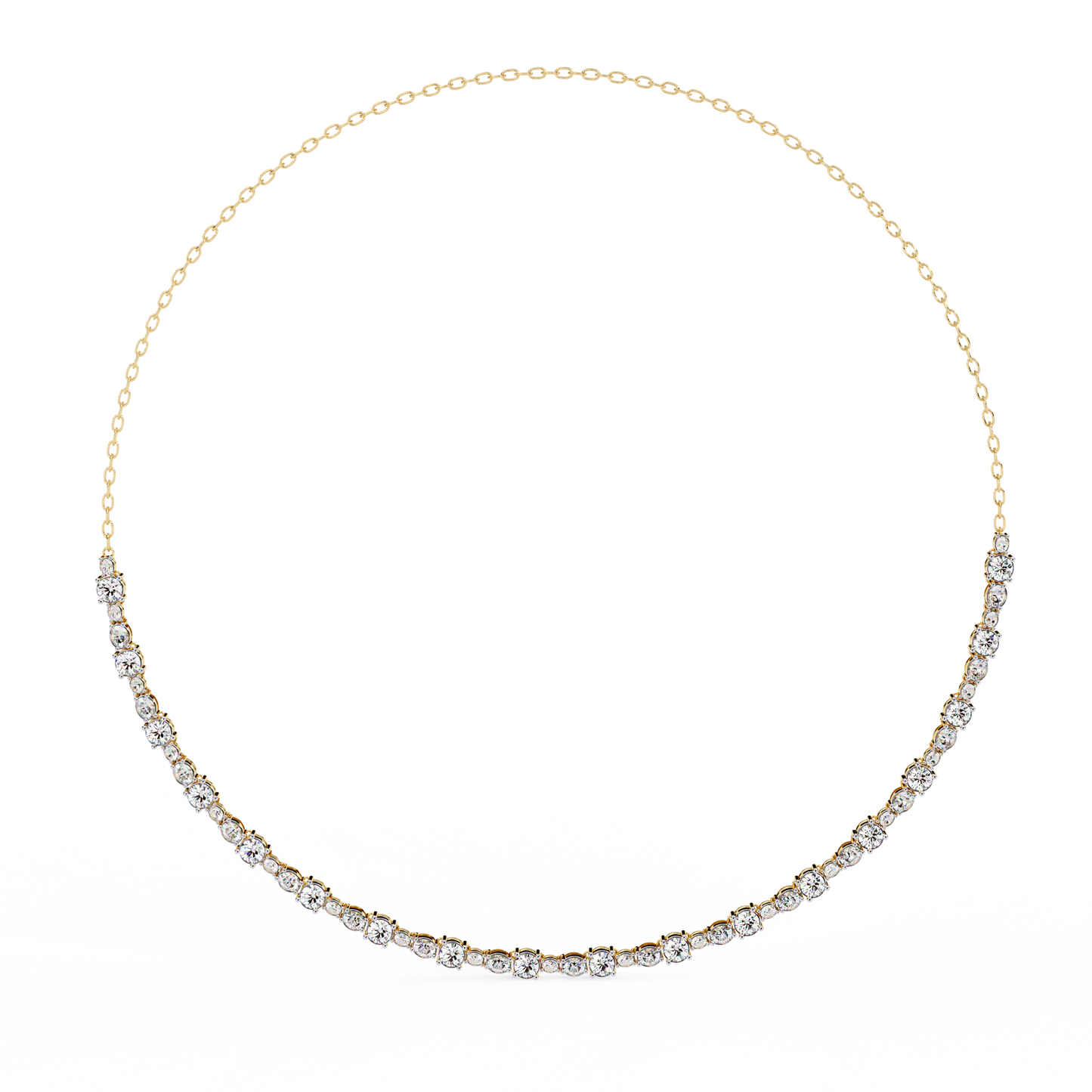 "The Classic Sparkle" Diamond-Accented Gold Riviera Necklace - 3.25 Ct