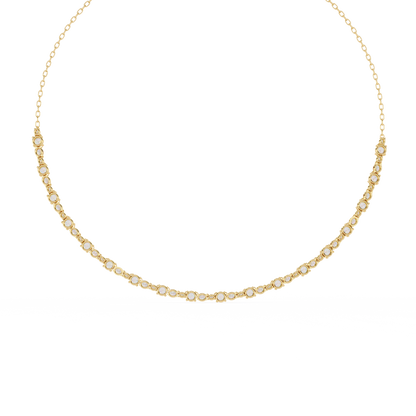 "The Classic Sparkle" Diamond-Accented Gold Riviera Necklace - 3.25 Ct