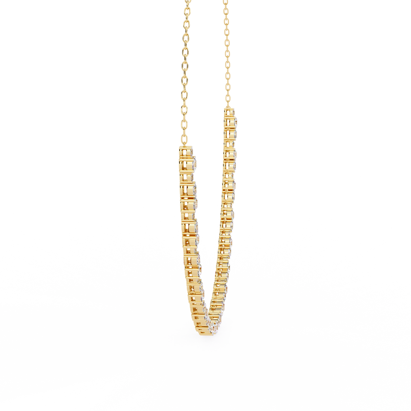 "The Classic Sparkle" Diamond-Accented Gold Riviera Necklace - 3.25 Ct