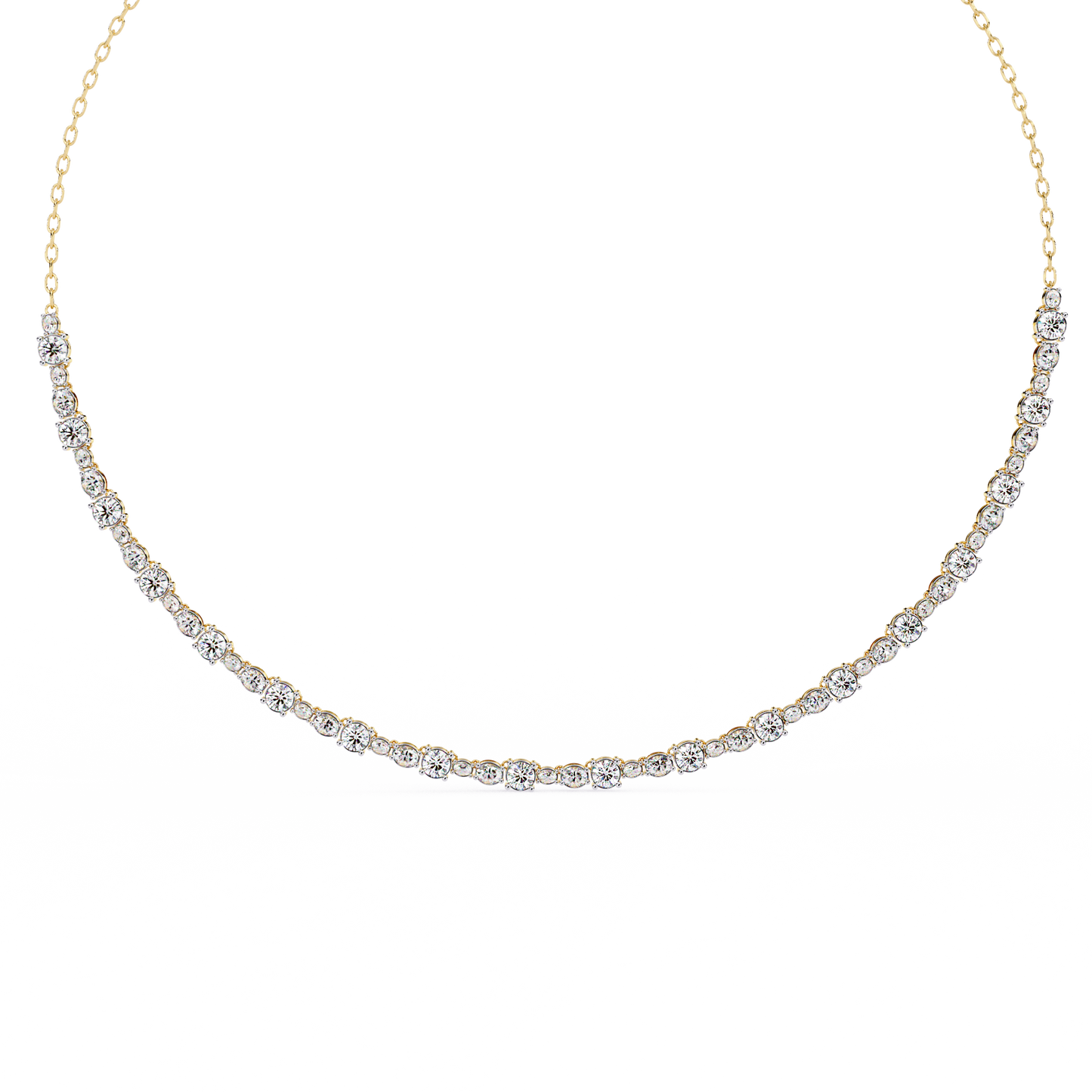 "The Classic Sparkle" Diamond-Accented Gold Riviera Necklace - 3.25 Ct