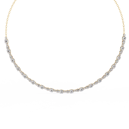 "The Classic Sparkle" Diamond-Accented Gold Riviera Necklace - 3.25 Ct