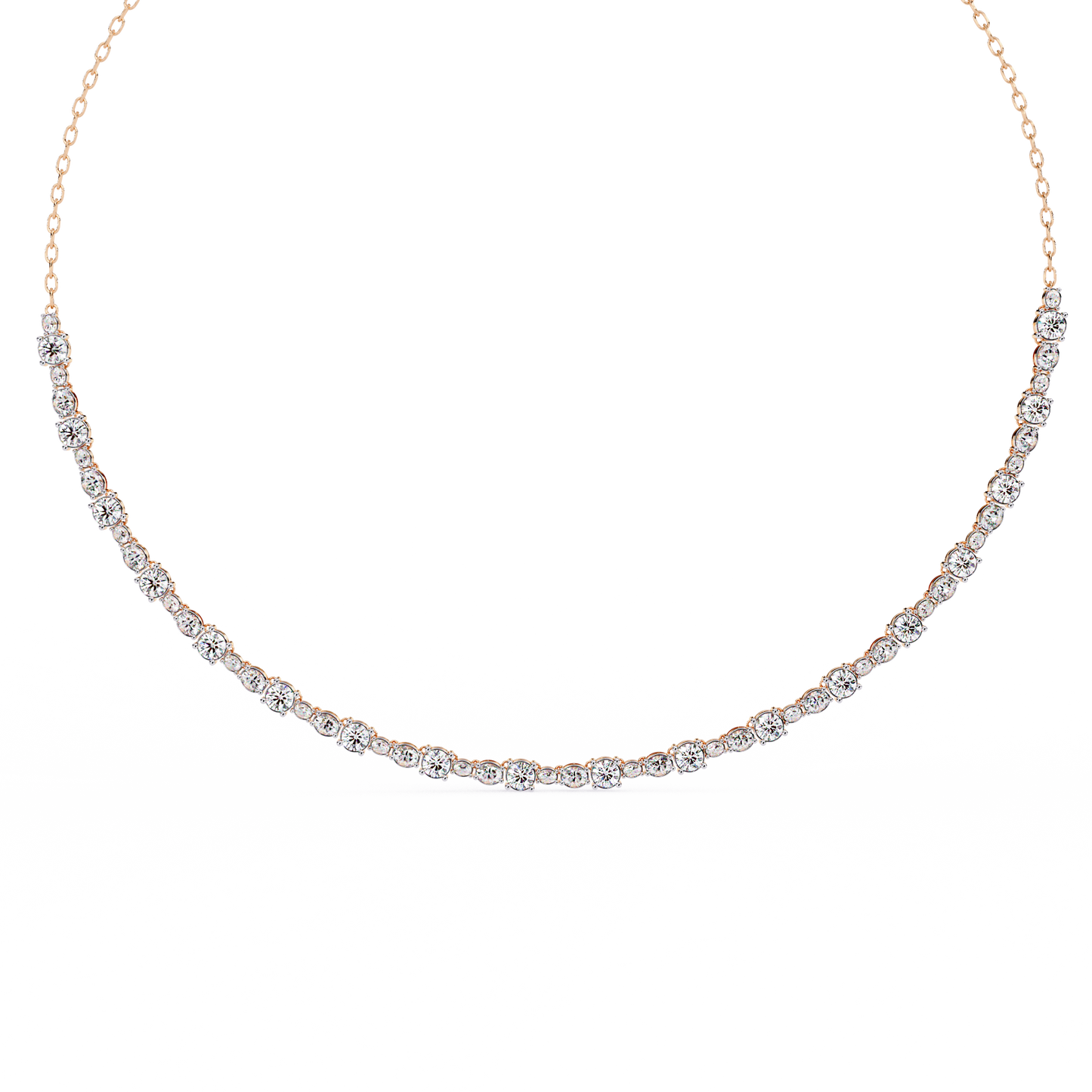 "The Classic Sparkle" Diamond-Accented Gold Riviera Necklace - 3.25 Ct