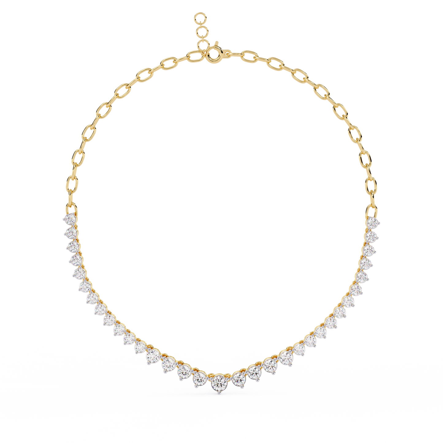 "The Waterfall Cascade" Gold Necklace - 1.29 Graduated Round Cut Diamonds