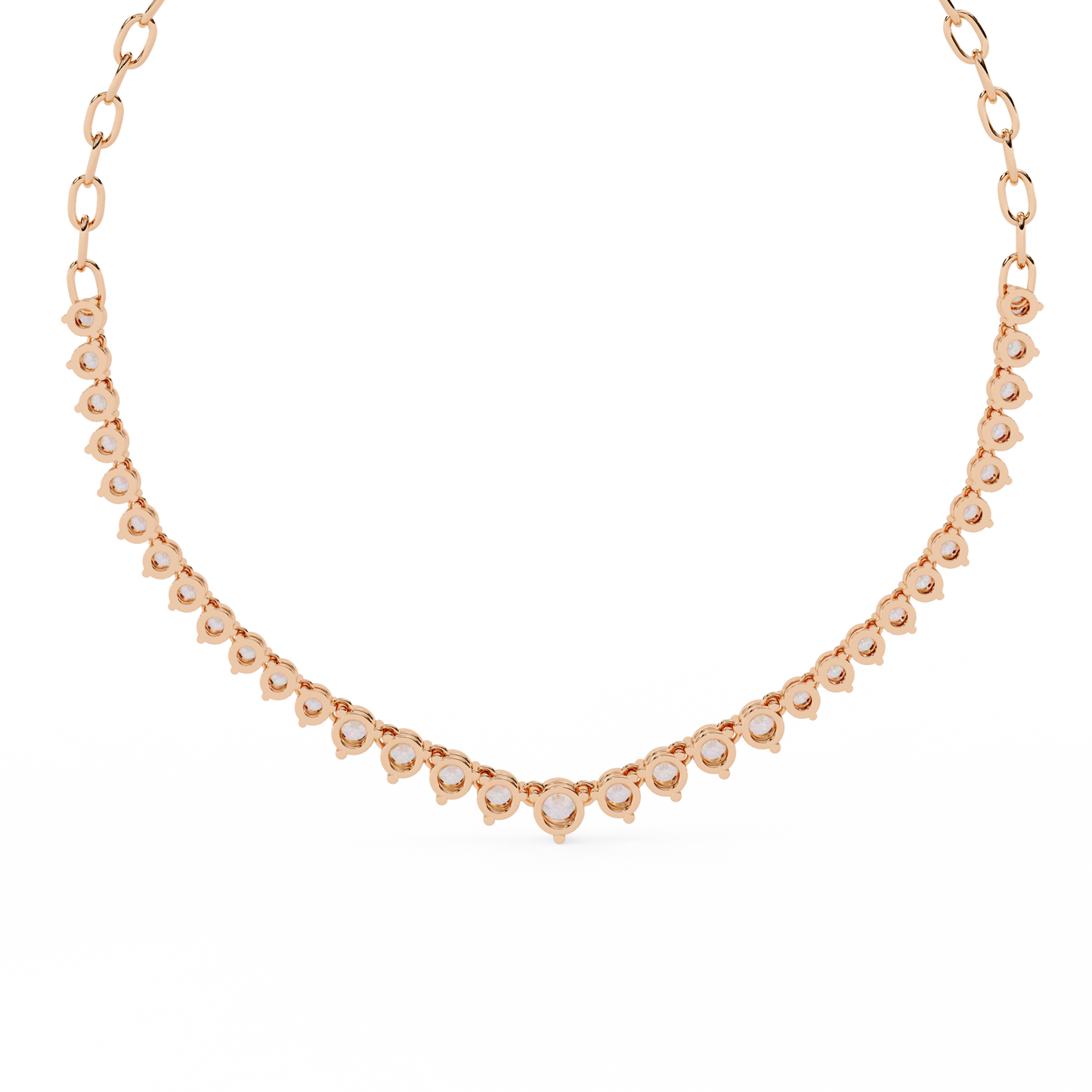 "The Waterfall Cascade" Gold Necklace - 1.29 Graduated Round Cut Diamonds