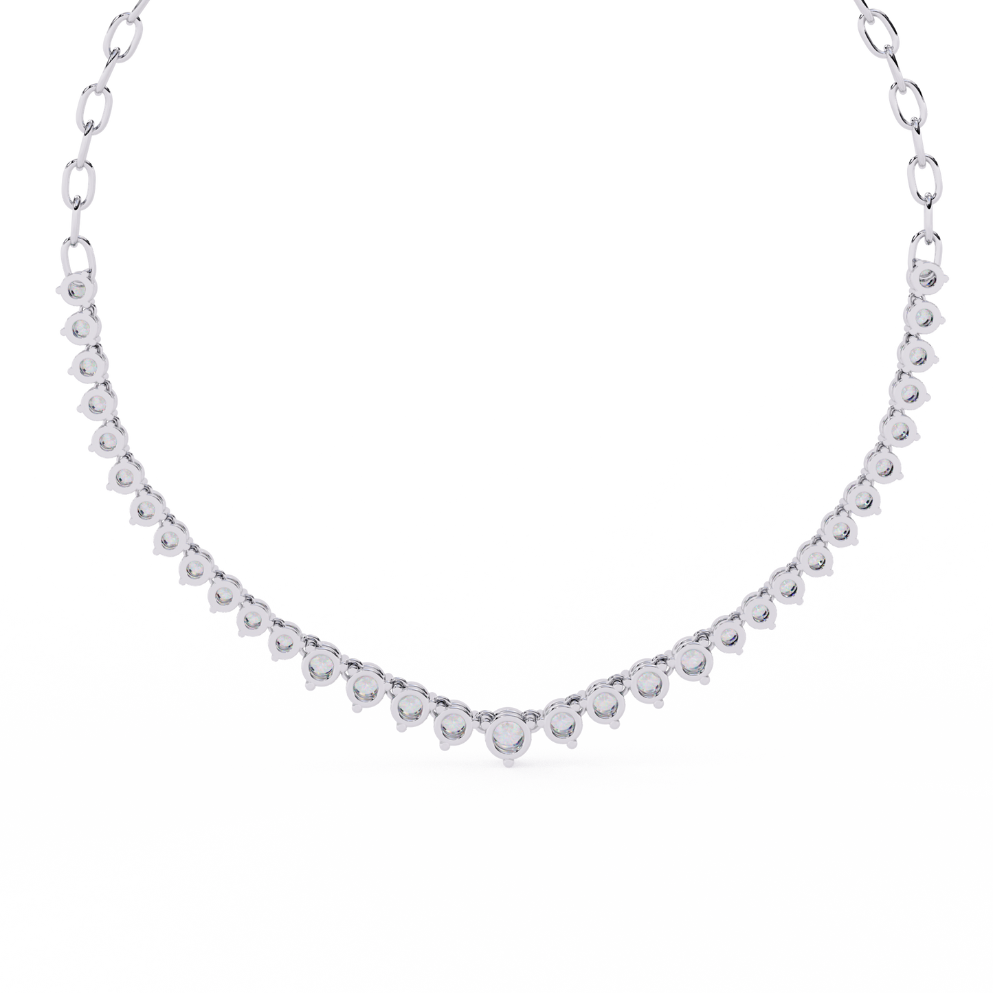 "The Waterfall Cascade" Gold Necklace - 1.29 Graduated Round Cut Diamonds