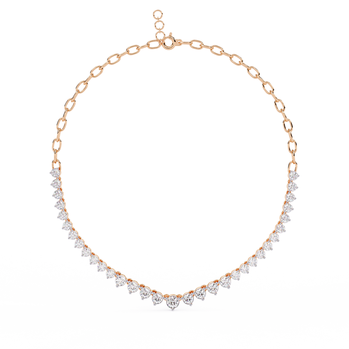 "The Waterfall Cascade" Gold Necklace - 1.29 Graduated Round Cut Diamonds