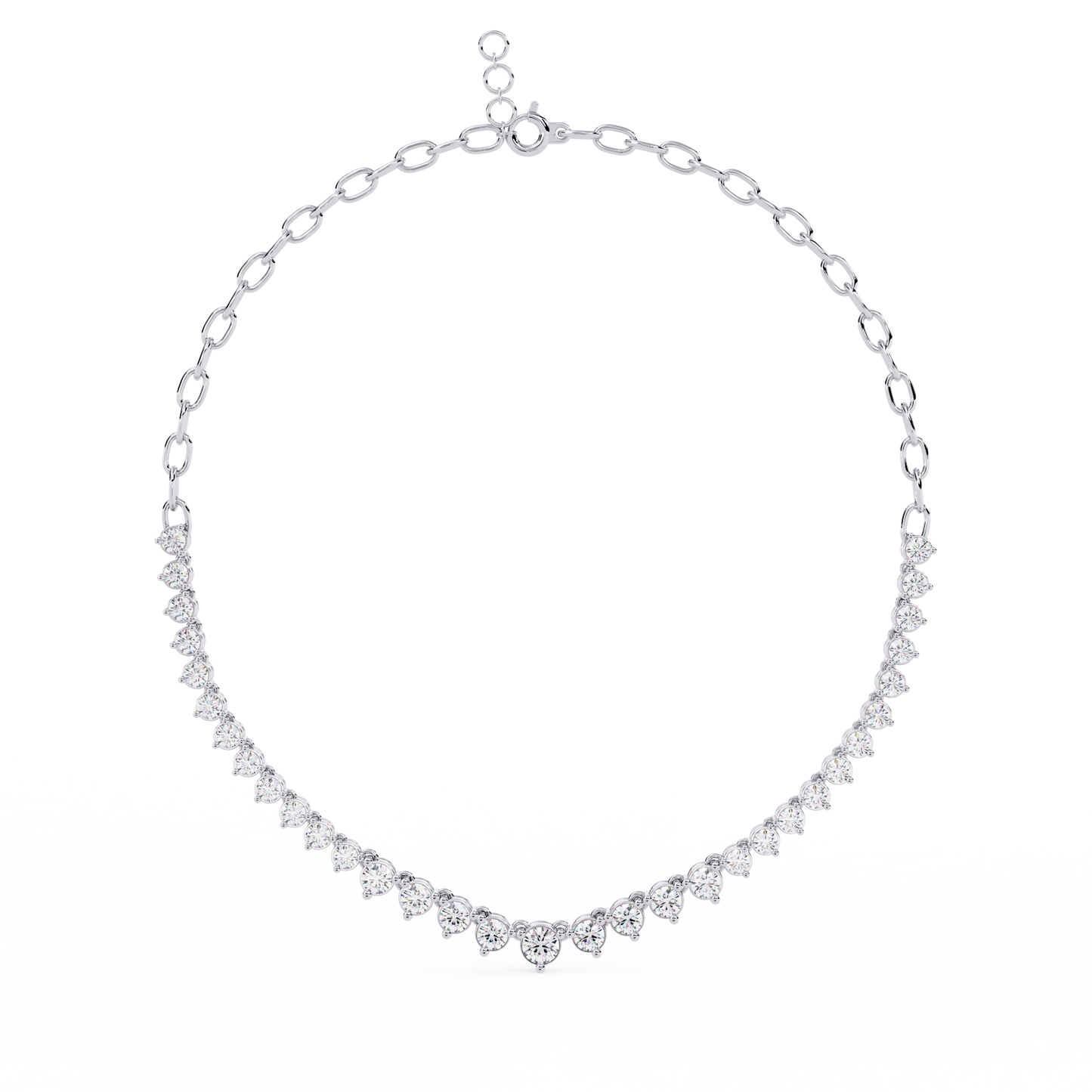 "The Waterfall Cascade" Gold Necklace - 1.29 Graduated Round Cut Diamonds