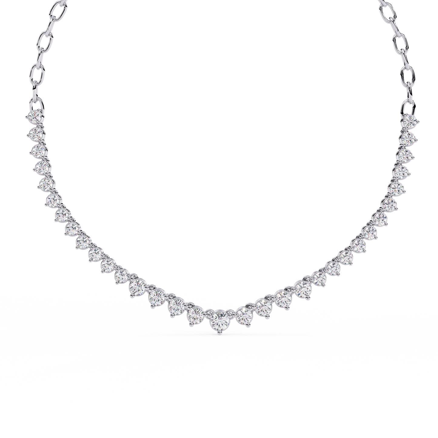"The Waterfall Cascade" Gold Necklace - 1.29 Graduated Round Cut Diamonds