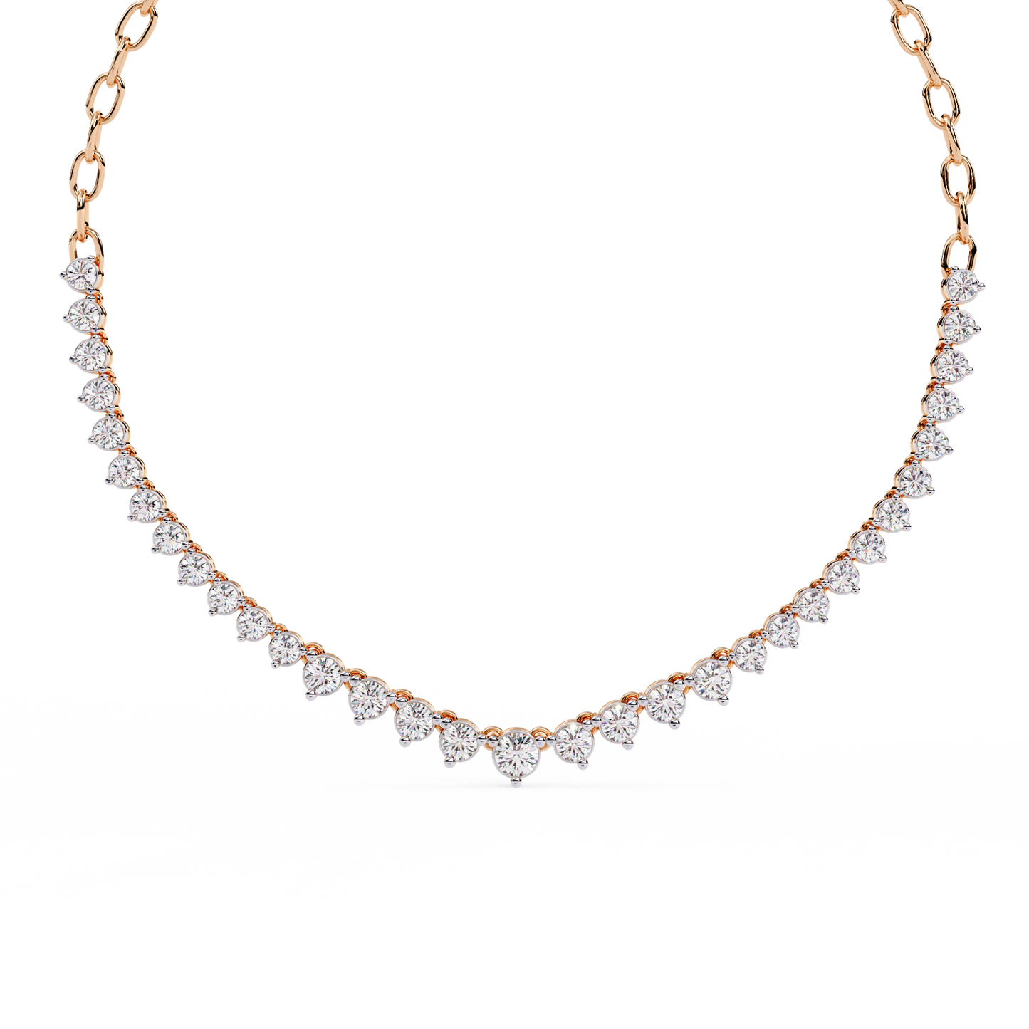 "The Waterfall Cascade" Gold Necklace - 1.29 Graduated Round Cut Diamonds