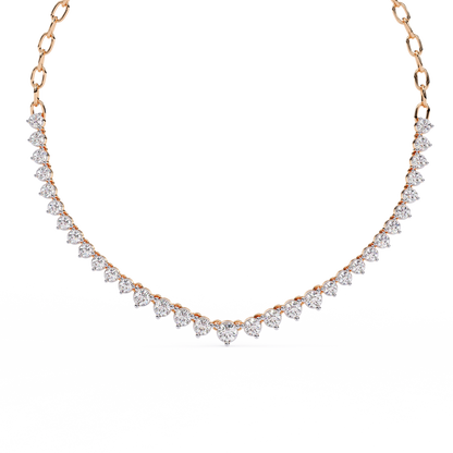 "The Waterfall Cascade" Gold Necklace - 1.29 Graduated Round Cut Diamonds