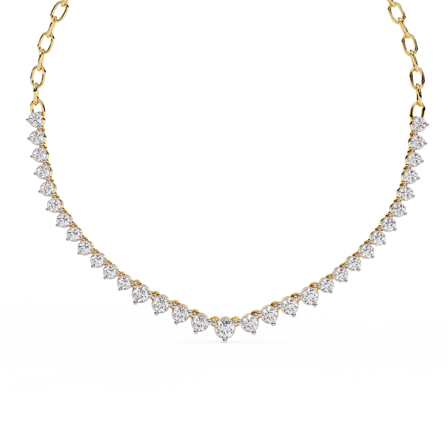"The Waterfall Cascade" Gold Necklace - 1.29 Graduated Round Cut Diamonds
