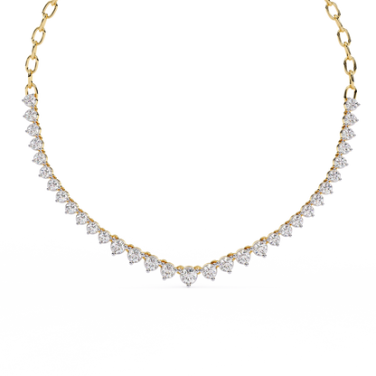 "The Waterfall Cascade" Gold Necklace - 1.29 Graduated Round Cut Diamonds