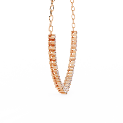 "The Waterfall Cascade" Gold Necklace - 1.29 Graduated Round Cut Diamonds