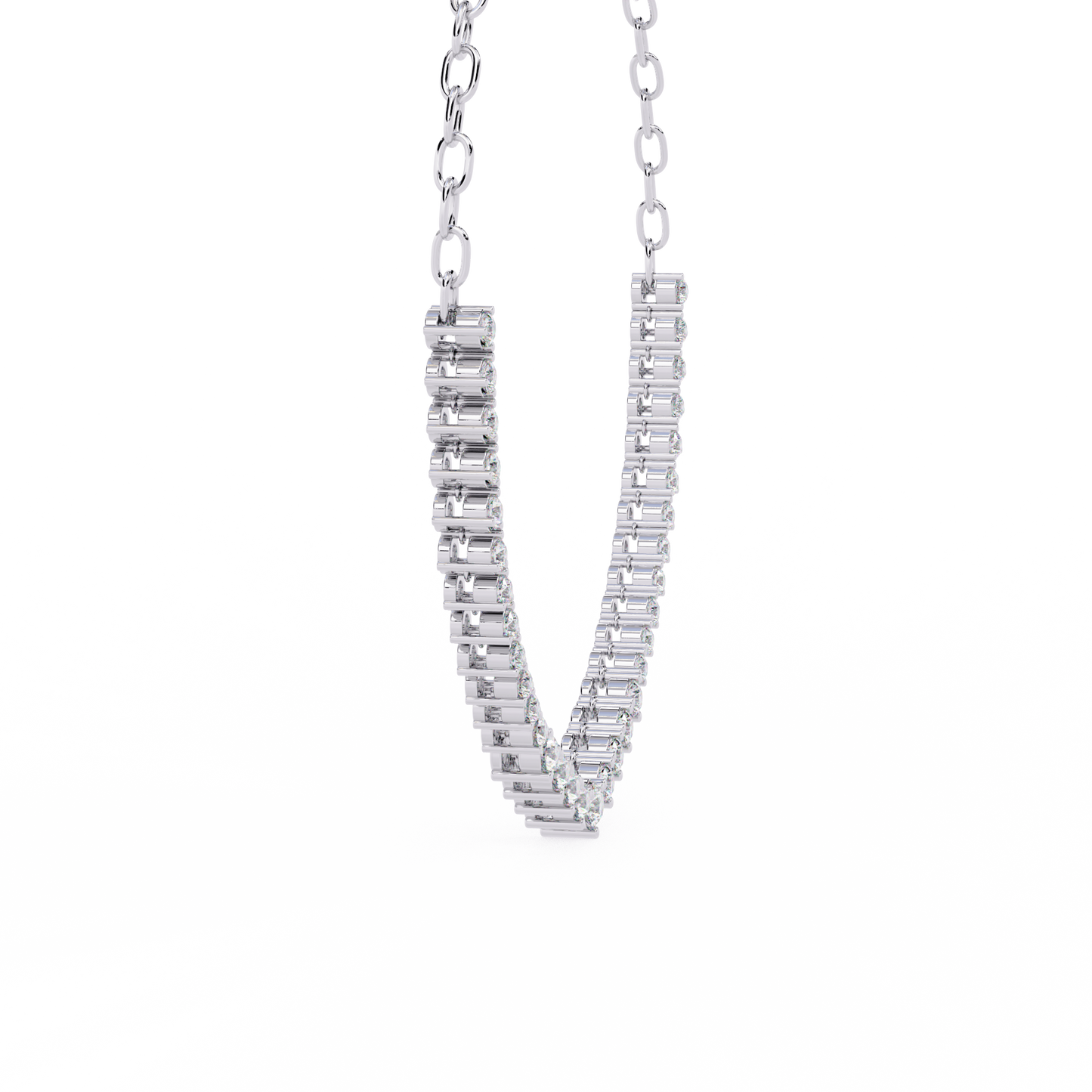 "The Waterfall Cascade" Gold Necklace - 1.29 Graduated Round Cut Diamonds