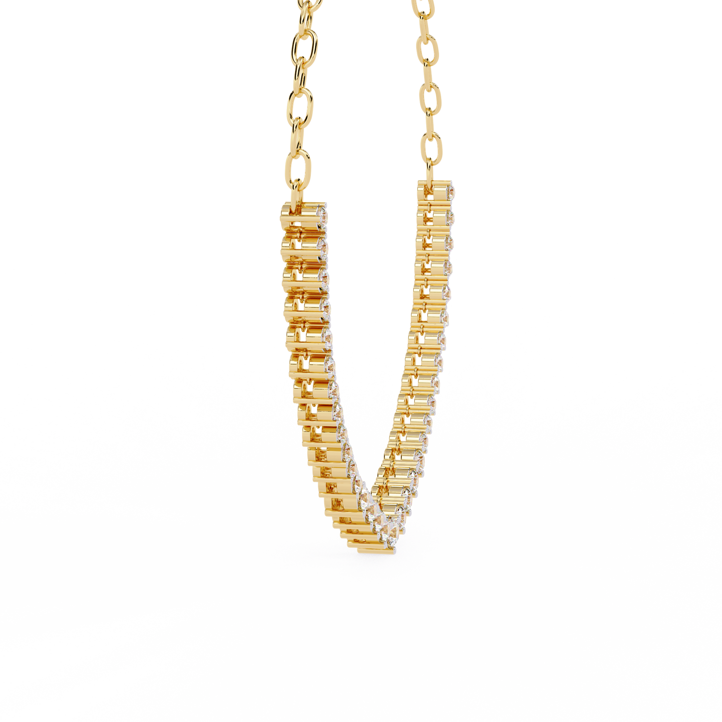 "The Waterfall Cascade" Gold Necklace - 1.29 Graduated Round Cut Diamonds