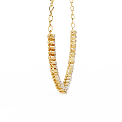 "The Waterfall Cascade" Gold Necklace - 1.29 Graduated Round Cut Diamonds