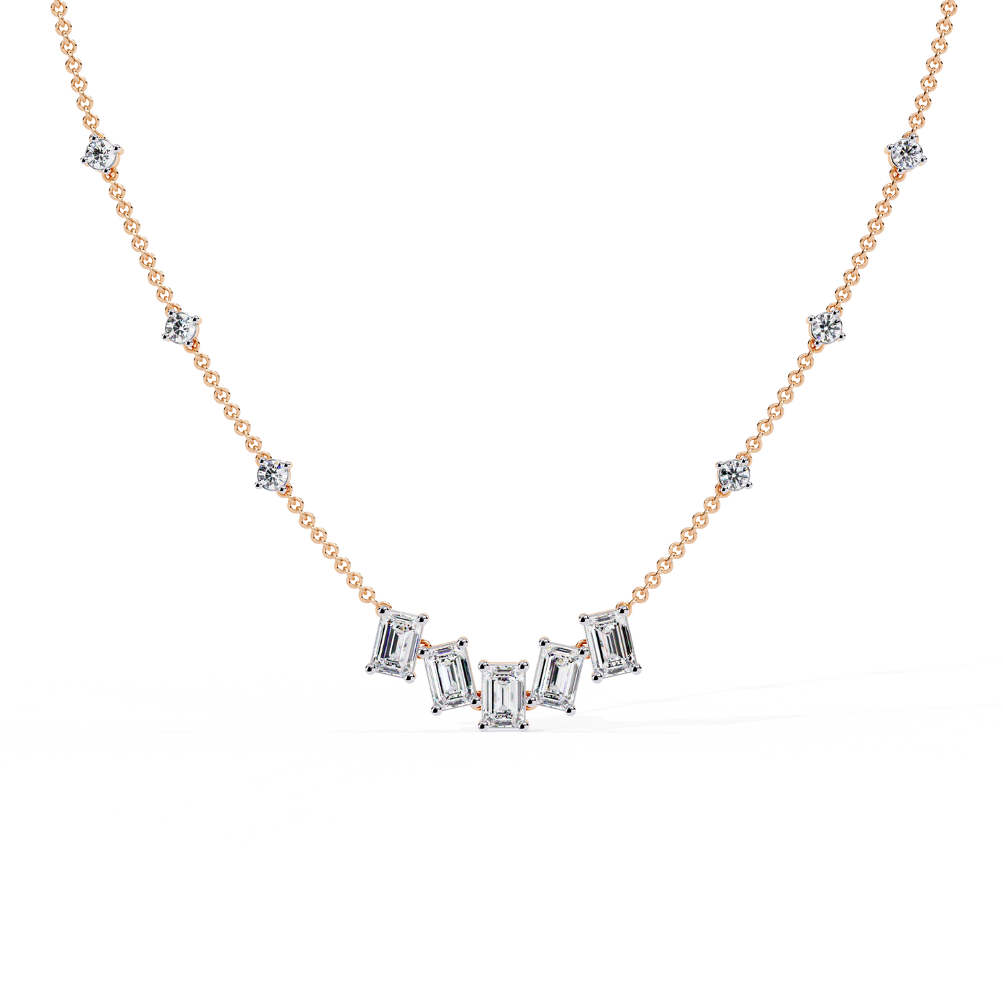 The Signature Multi-Shape Diamond Necklace In Gold - 3.28 Ct
