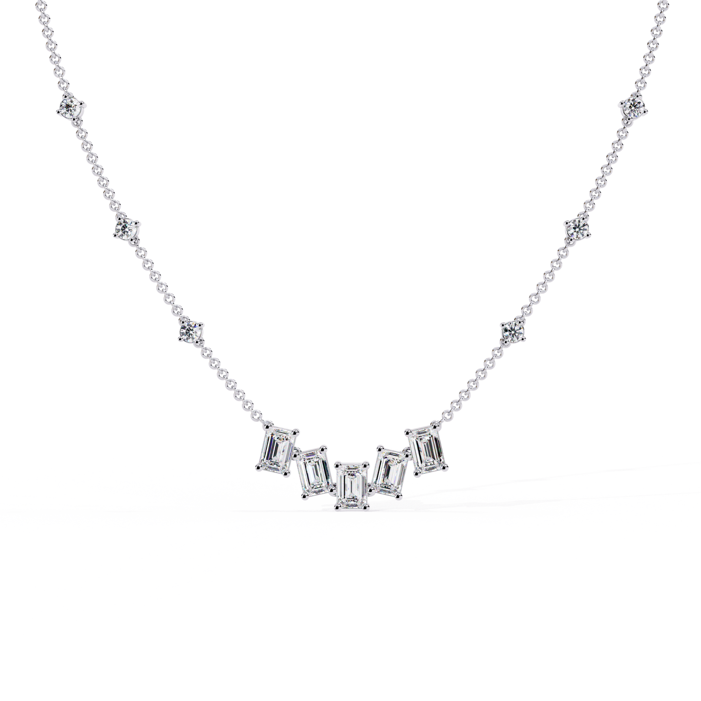 The Signature Multi-Shape Diamond Necklace In Gold - 3.28 Ct