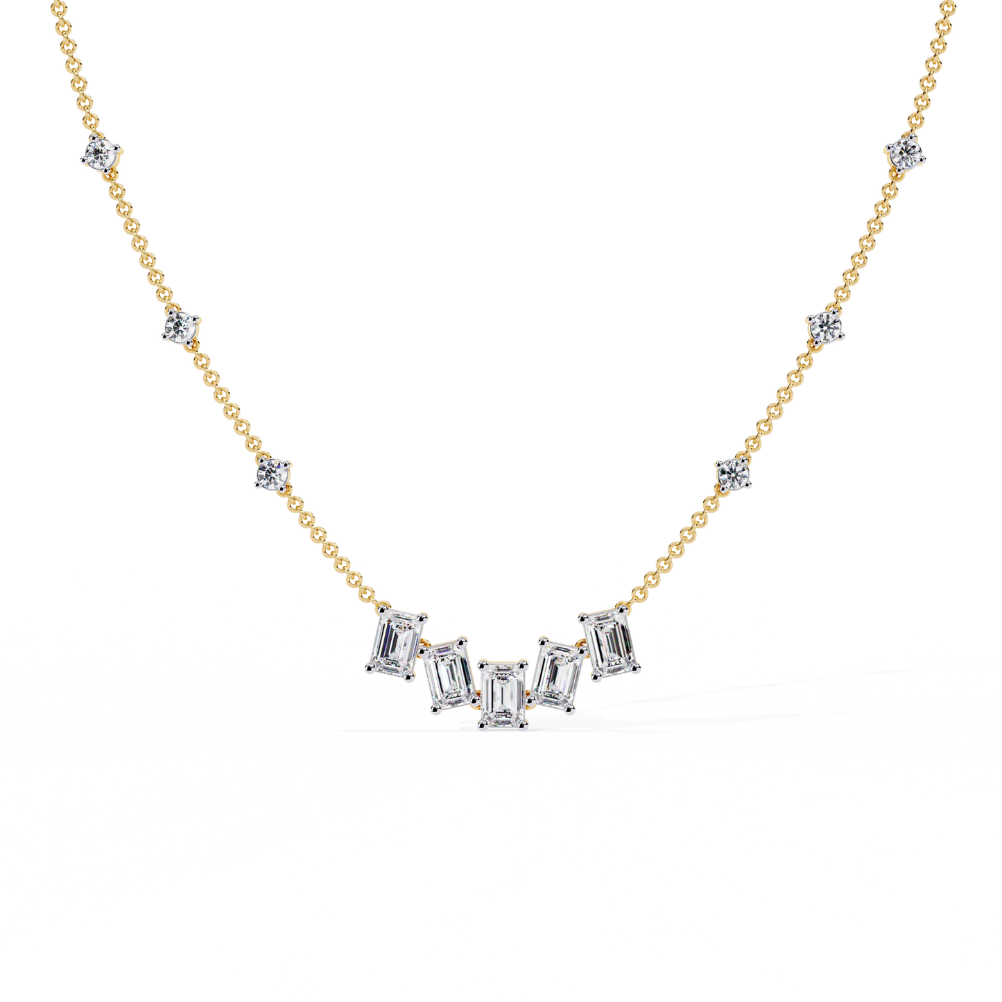 The Signature Multi-Shape Diamond Necklace In Gold - 3.28 Ct