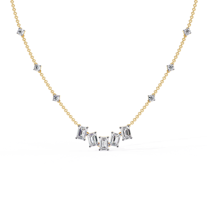 The Signature Multi-Shape Diamond Necklace In Gold - 3.28 Ct