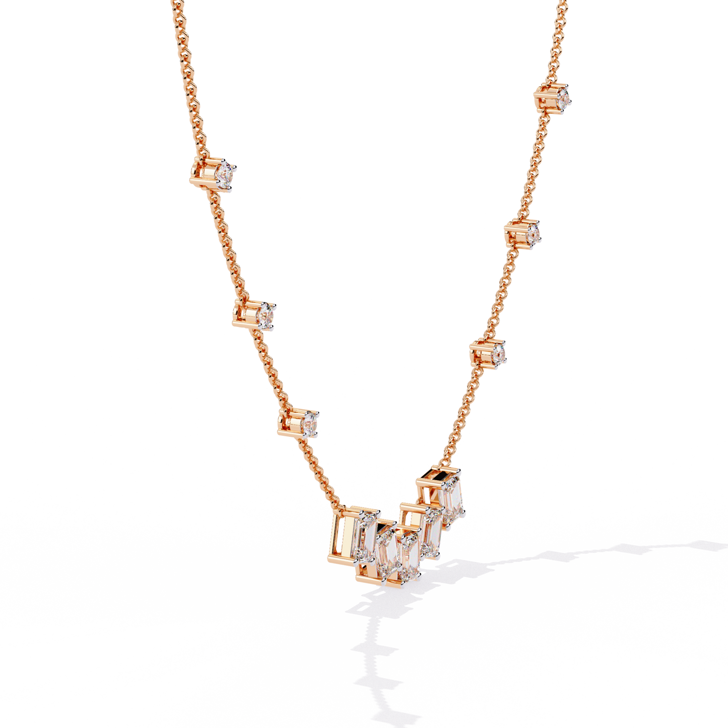 The Signature Multi-Shape Diamond Necklace In Gold - 3.28 Ct