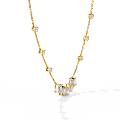 The Signature Multi-Shape Diamond Necklace In Gold - 3.28 Ct