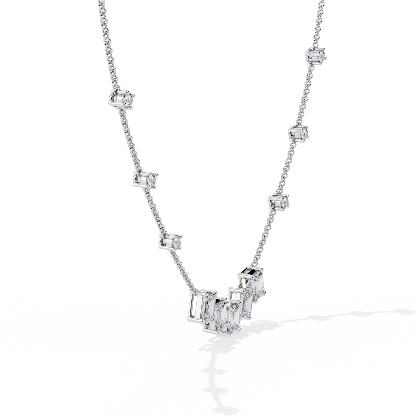 The Signature Multi-Shape Diamond Necklace In Gold - 3.28 Ct