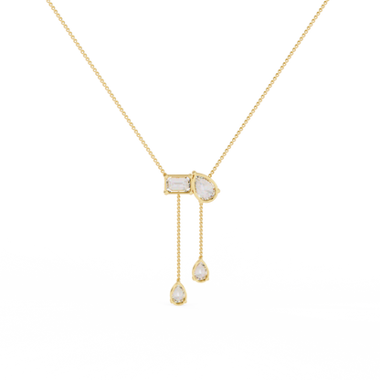 Asymmetrical Diamond Cluster Y Necklace In Gold - 1.60 Ct