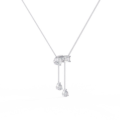 Asymmetrical Diamond Cluster Y Necklace In Gold - 1.60 Ct