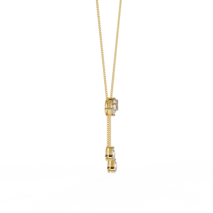 Asymmetrical Diamond Cluster Y Necklace In Gold - 1.60 Ct