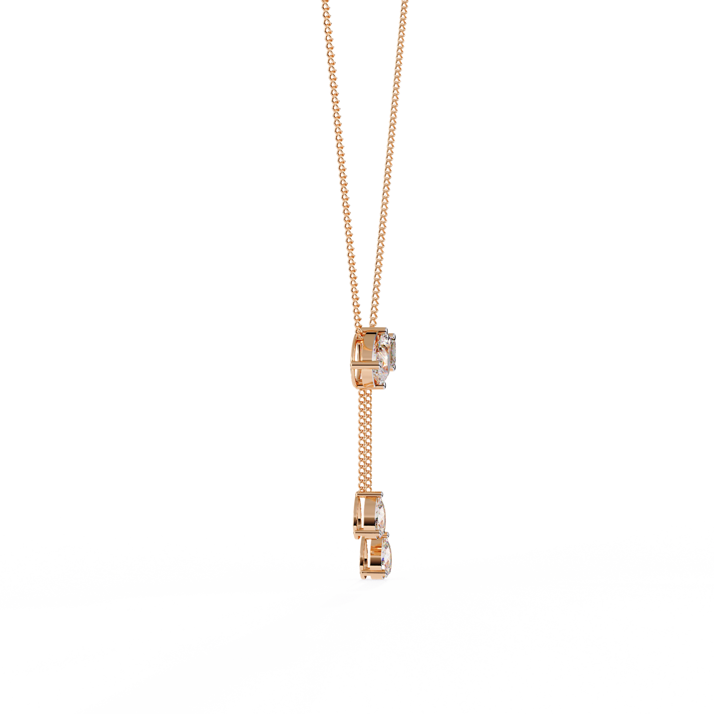Asymmetrical Diamond Cluster Y Necklace In Gold - 1.60 Ct