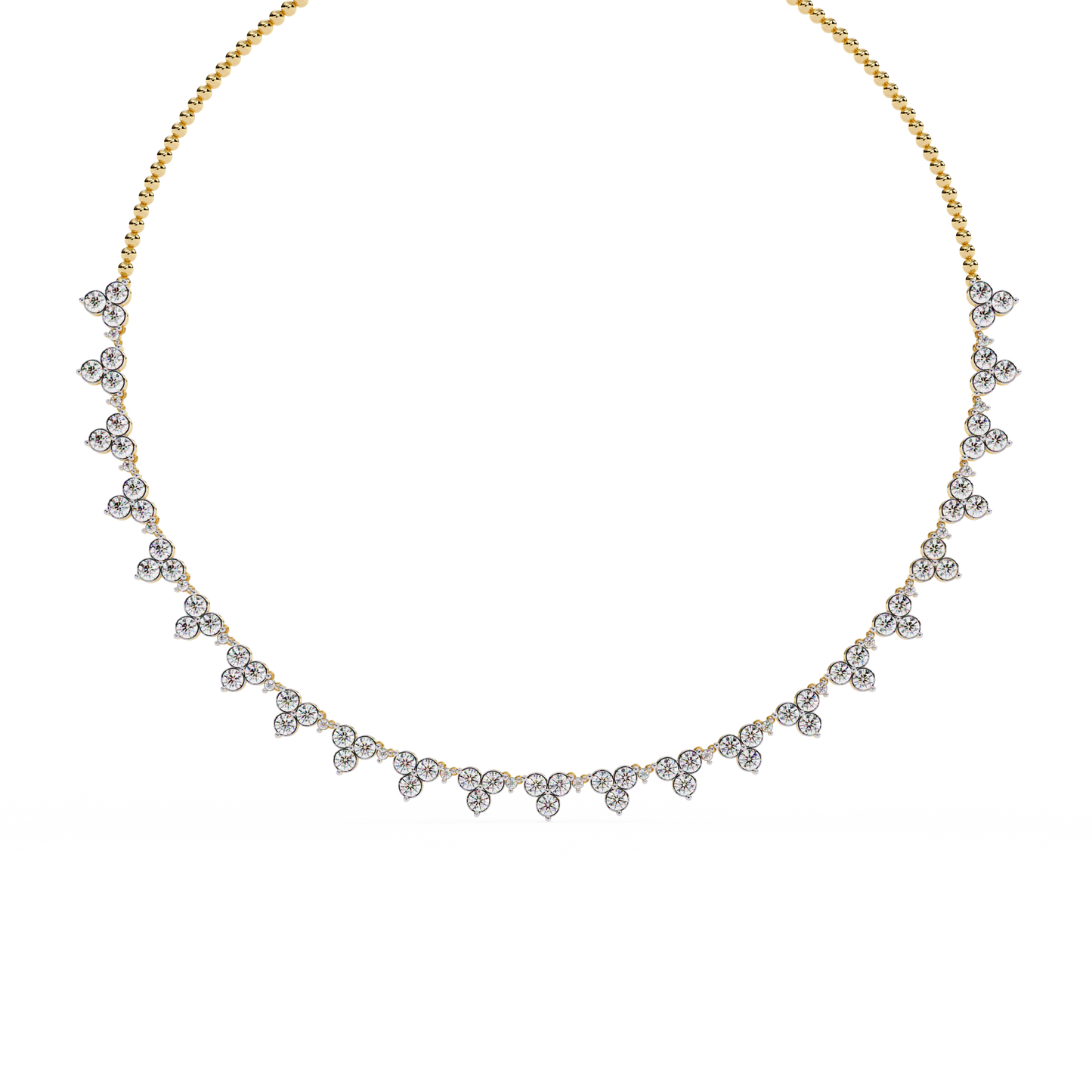 The Floral Lace Diamond Necklace In Gold - 2.14 Ct Round Brilliant Cut
