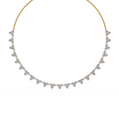 The Floral Lace Diamond Necklace In Gold - 2.14 Ct Round Brilliant Cut