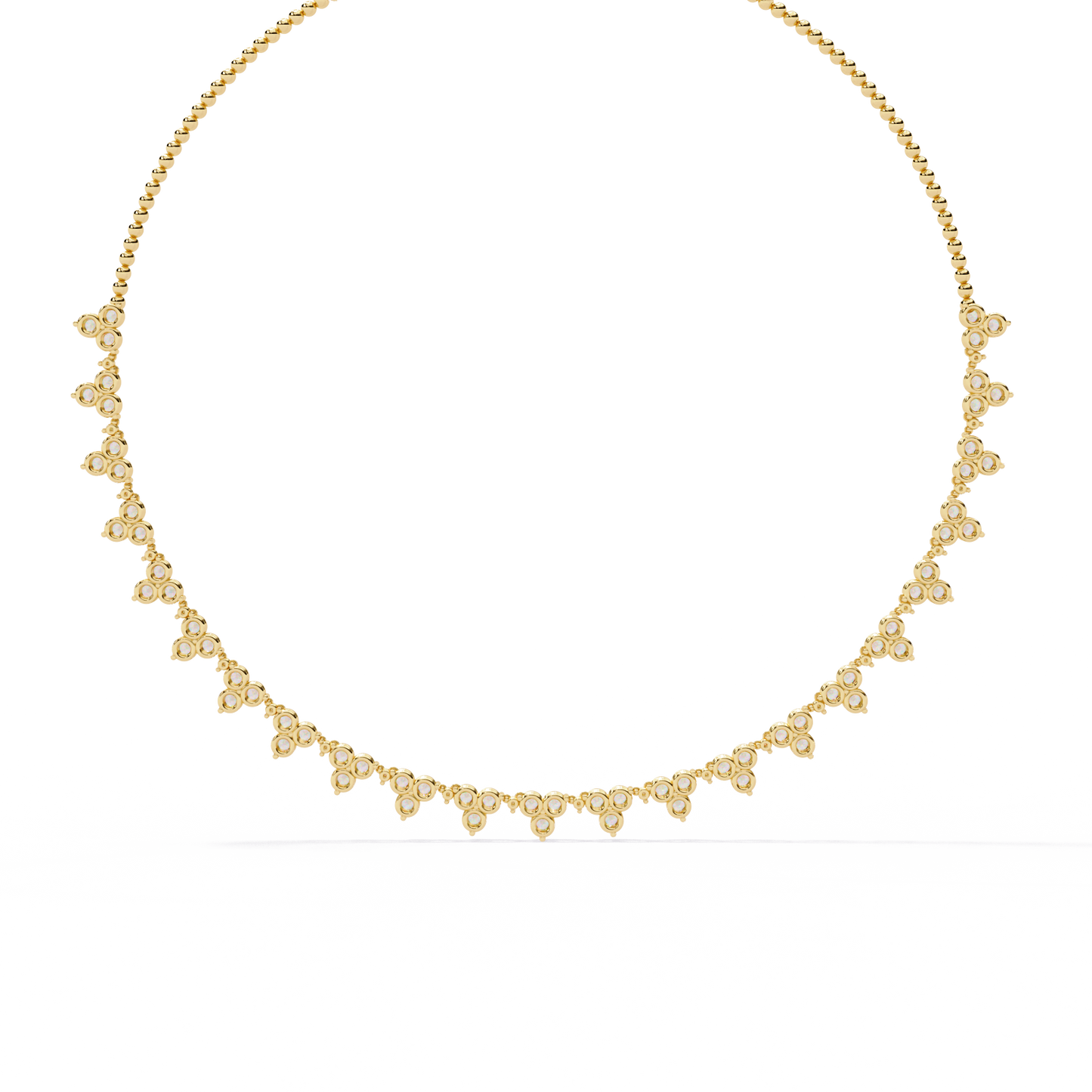 The Floral Lace Diamond Necklace In Gold - 2.14 Ct Round Brilliant Cut