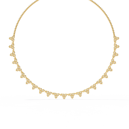 The Floral Lace Diamond Necklace In Gold - 2.14 Ct Round Brilliant Cut