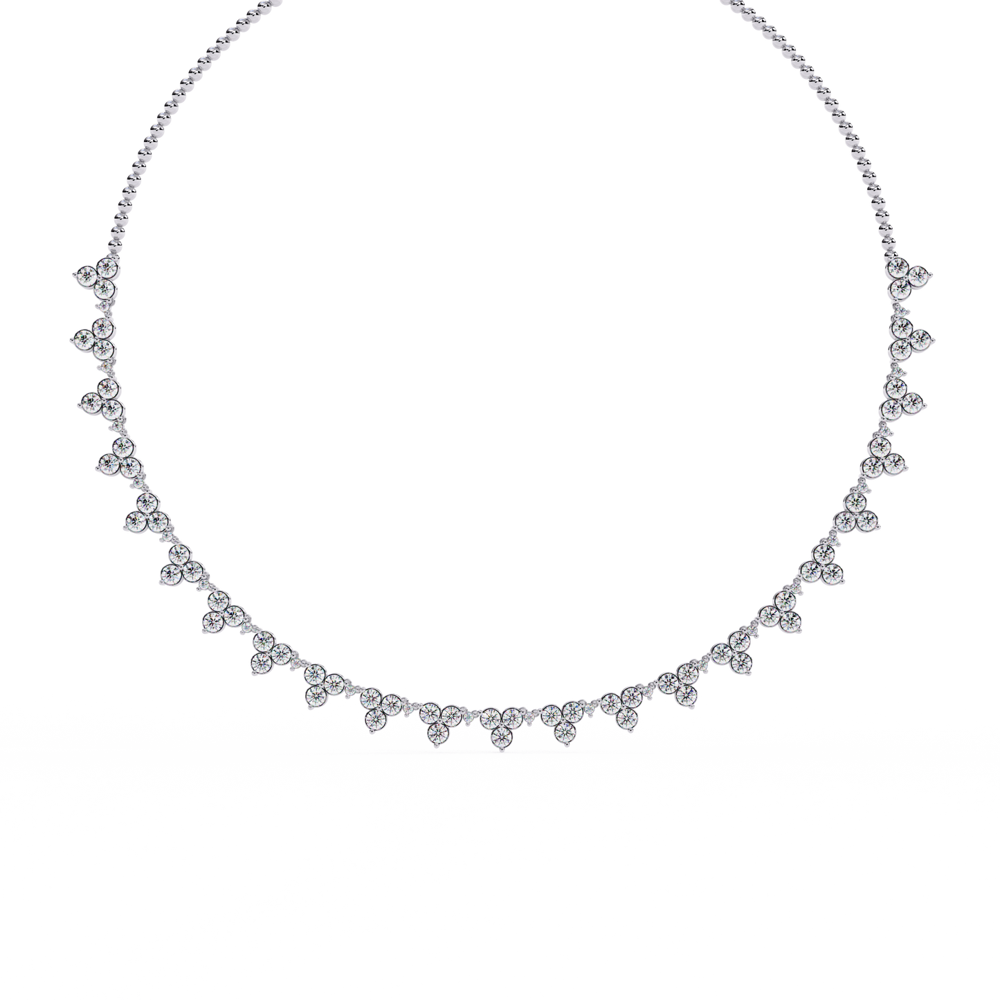 The Floral Lace Diamond Necklace In Gold - 2.14 Ct Round Brilliant Cut