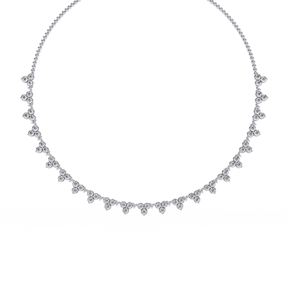 The Floral Lace Diamond Necklace In Gold - 2.14 Ct Round Brilliant Cut