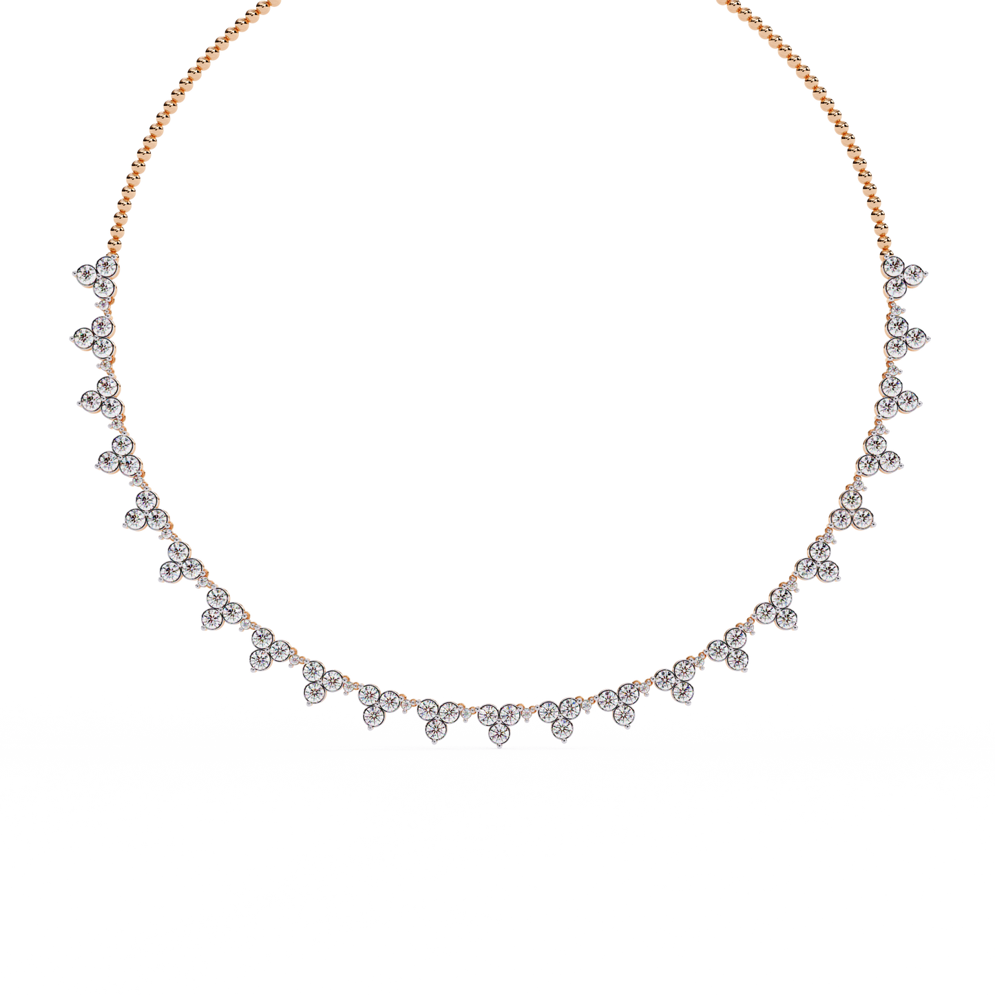 The Floral Lace Diamond Necklace In Gold - 2.14 Ct Round Brilliant Cut