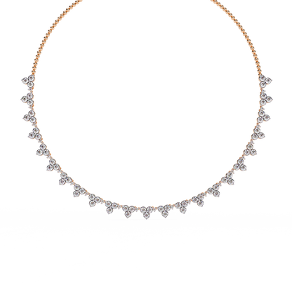 The Floral Lace Diamond Necklace In Gold - 2.14 Ct Round Brilliant Cut