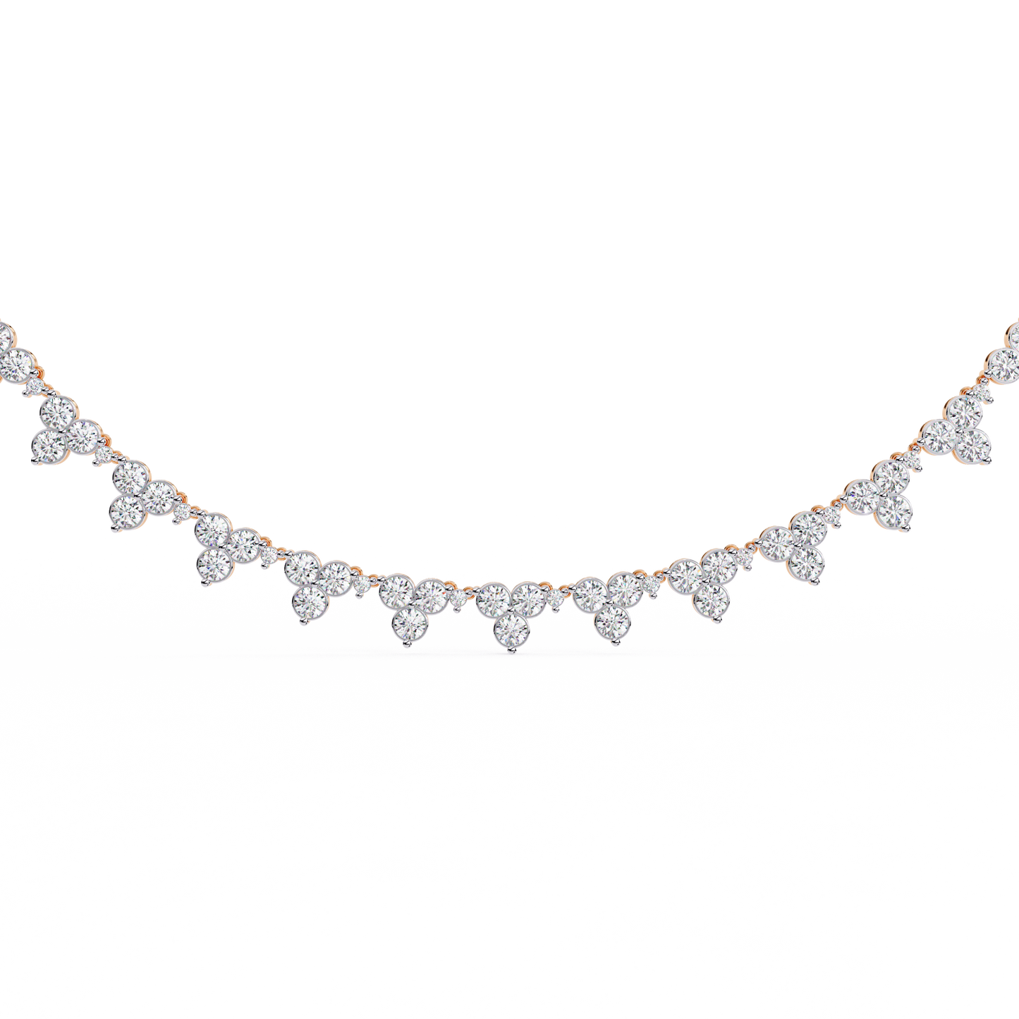 The Floral Lace Diamond Necklace In Gold - 2.14 Ct Round Brilliant Cut