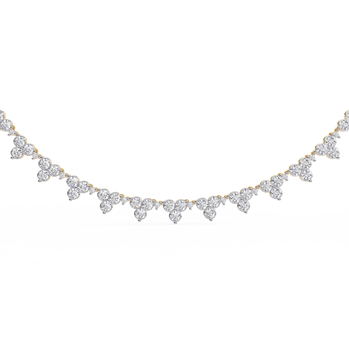 The Floral Lace Diamond Necklace In Gold - 2.14 Ct Round Brilliant Cut