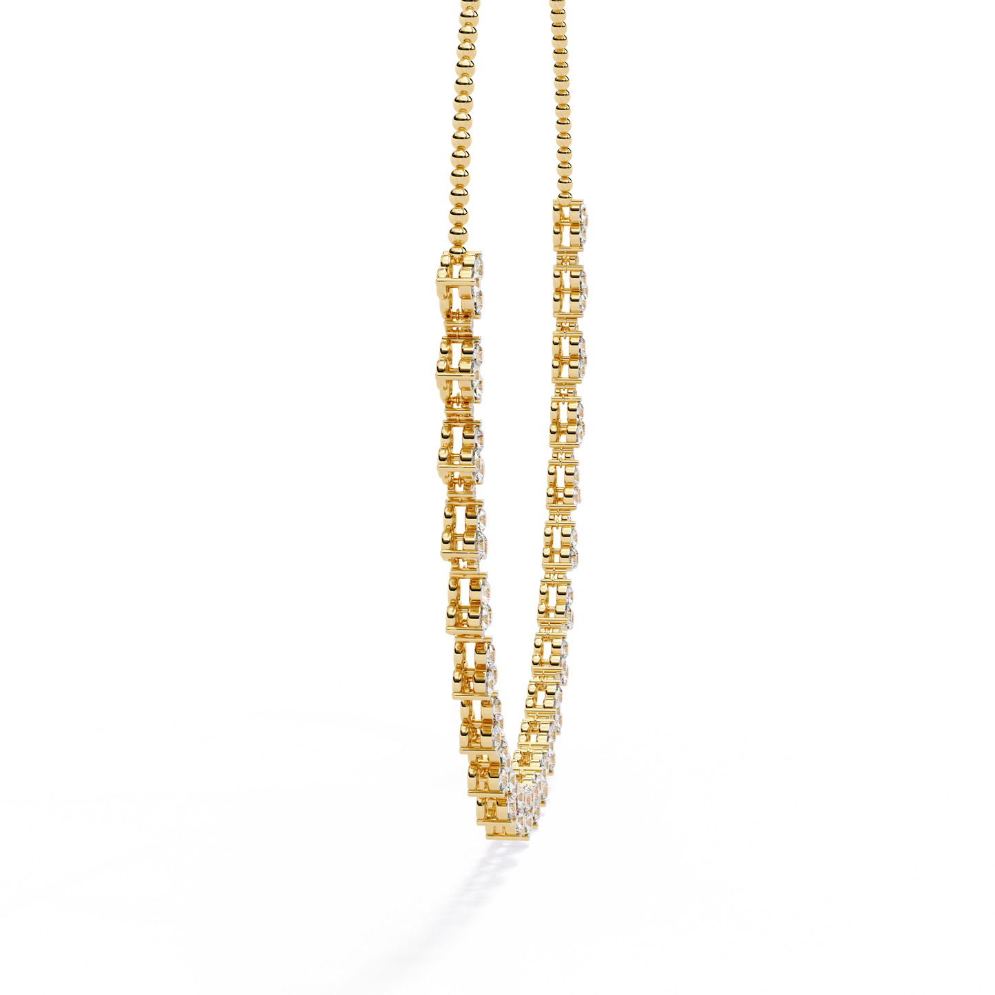 The Floral Lace Diamond Necklace In Gold - 2.14 Ct Round Brilliant Cut