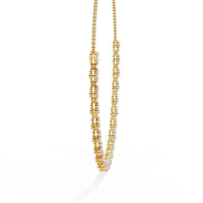 The Floral Lace Diamond Necklace In Gold - 2.14 Ct Round Brilliant Cut